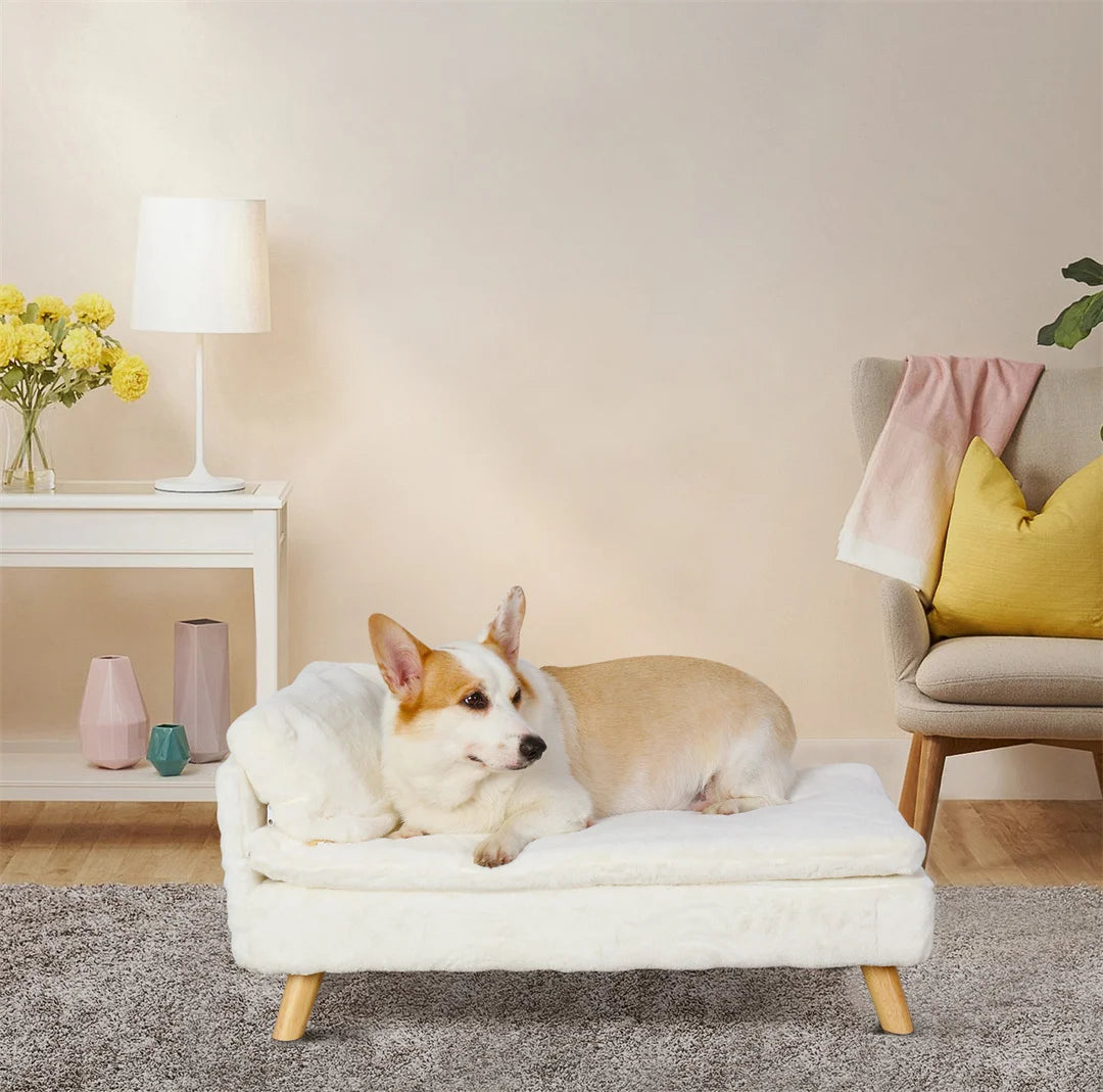 BINGOPAW L Shape Dog Sofa Bed Cat Cushion With Plush Fabric