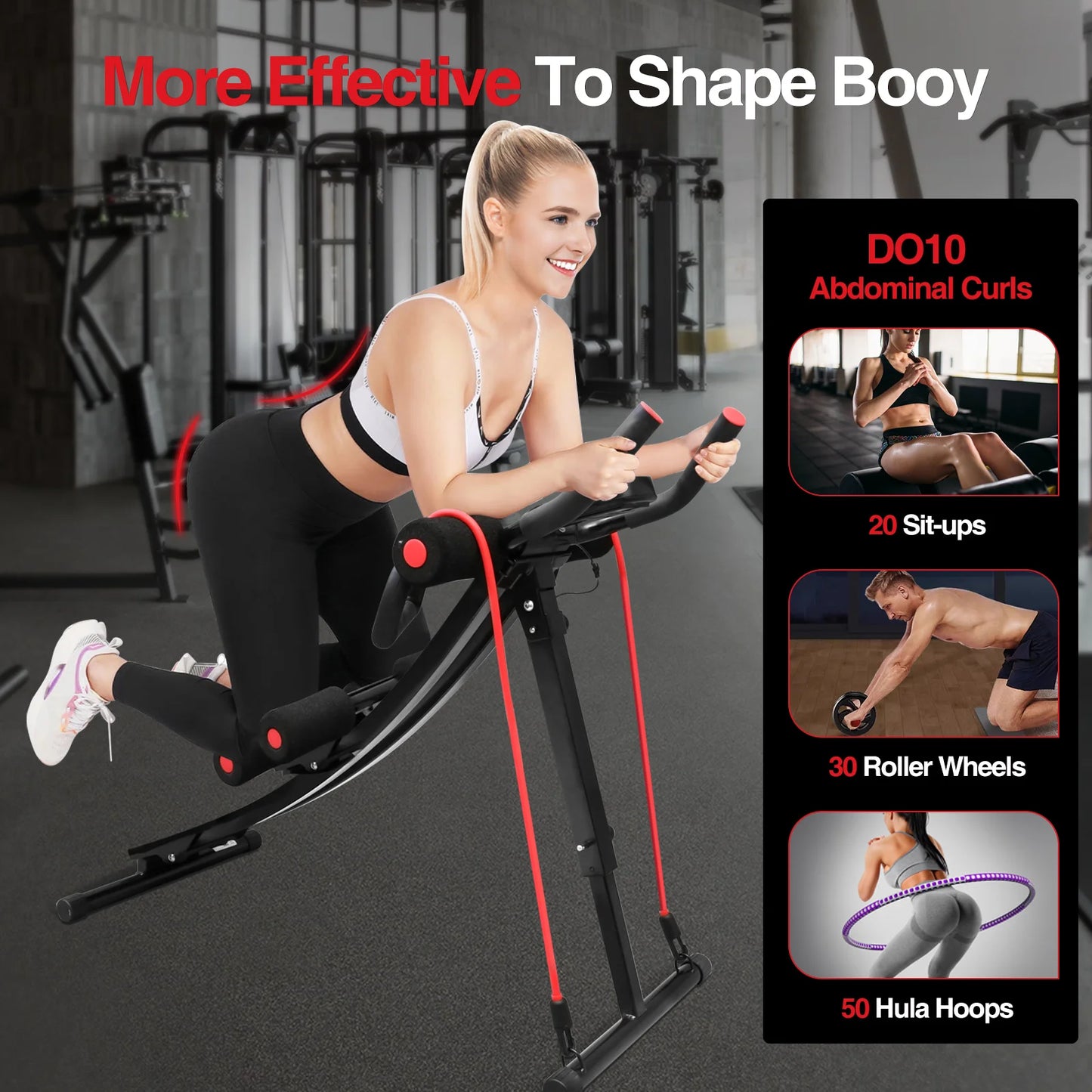 GIKPAL Foldable Ab Machine Abdominal Trainer With LCD Display Max 440lbs