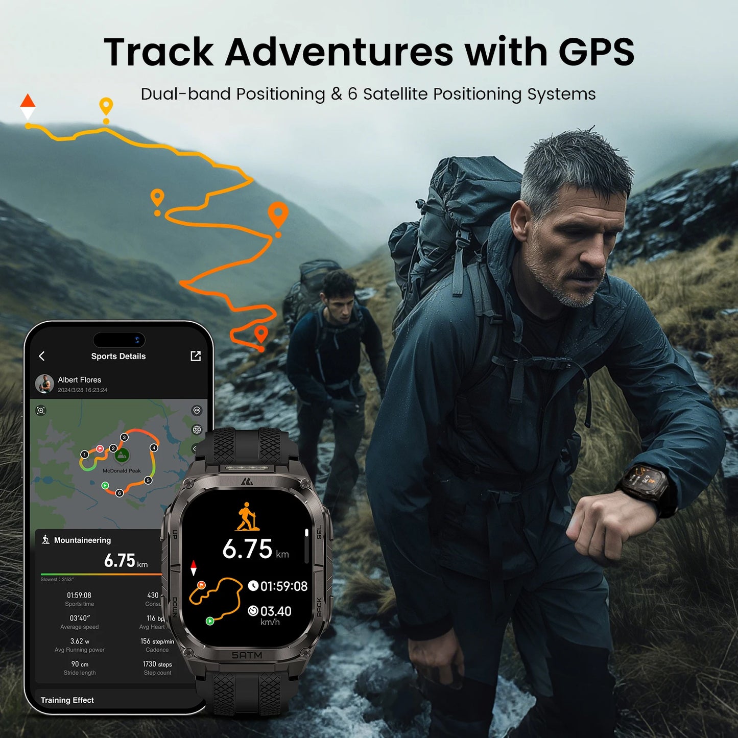 KOSPET Tank M4C GPS Smartwatch for Men with Health Tracking