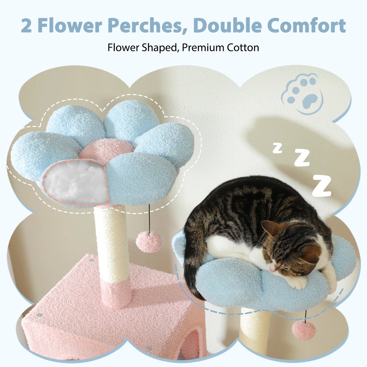 PETEPELA Cat Tree Tower With Sisal Posts And Spacious Perches