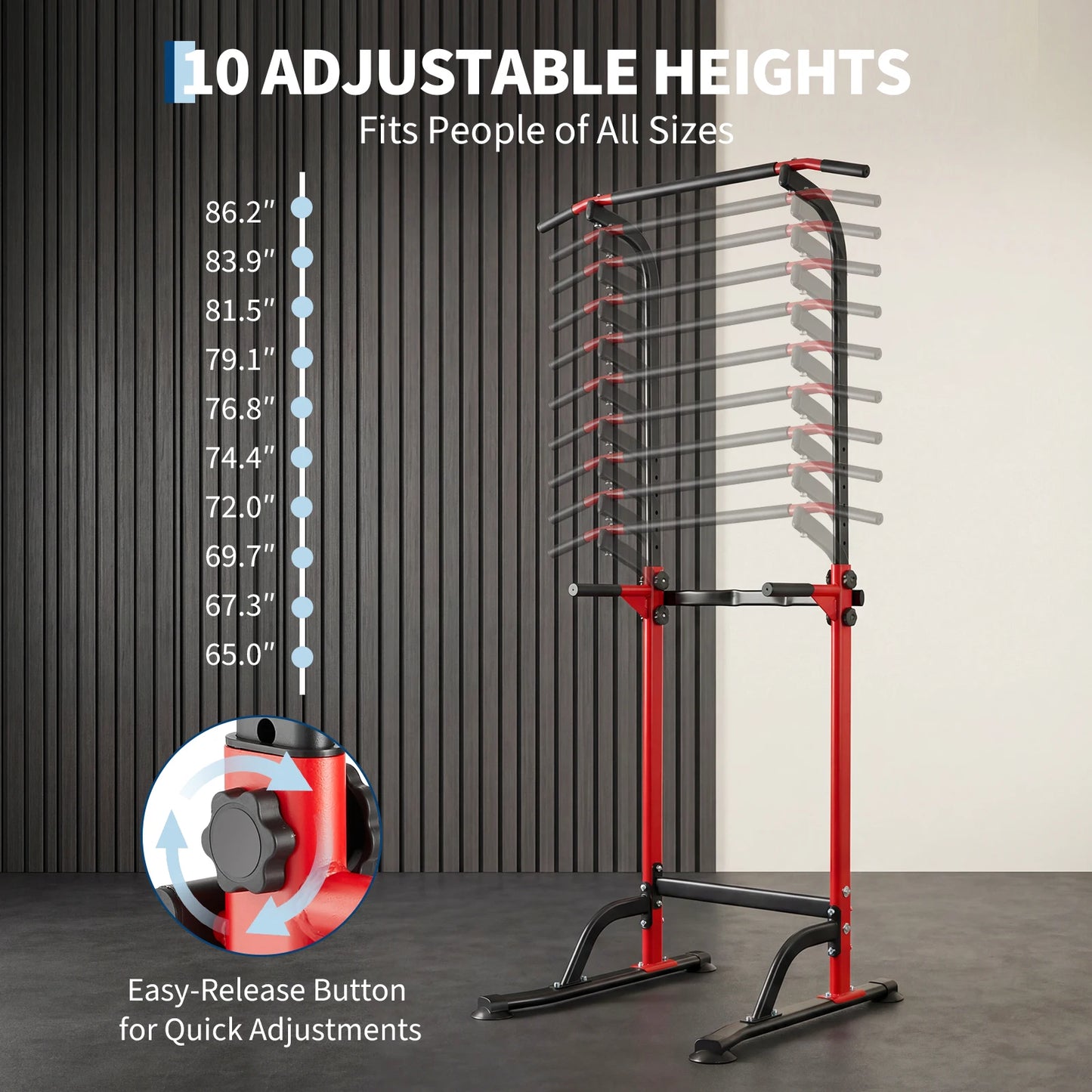 Heavy Duty Power Tower Pull Up Dip Station 330LBS Adjustable