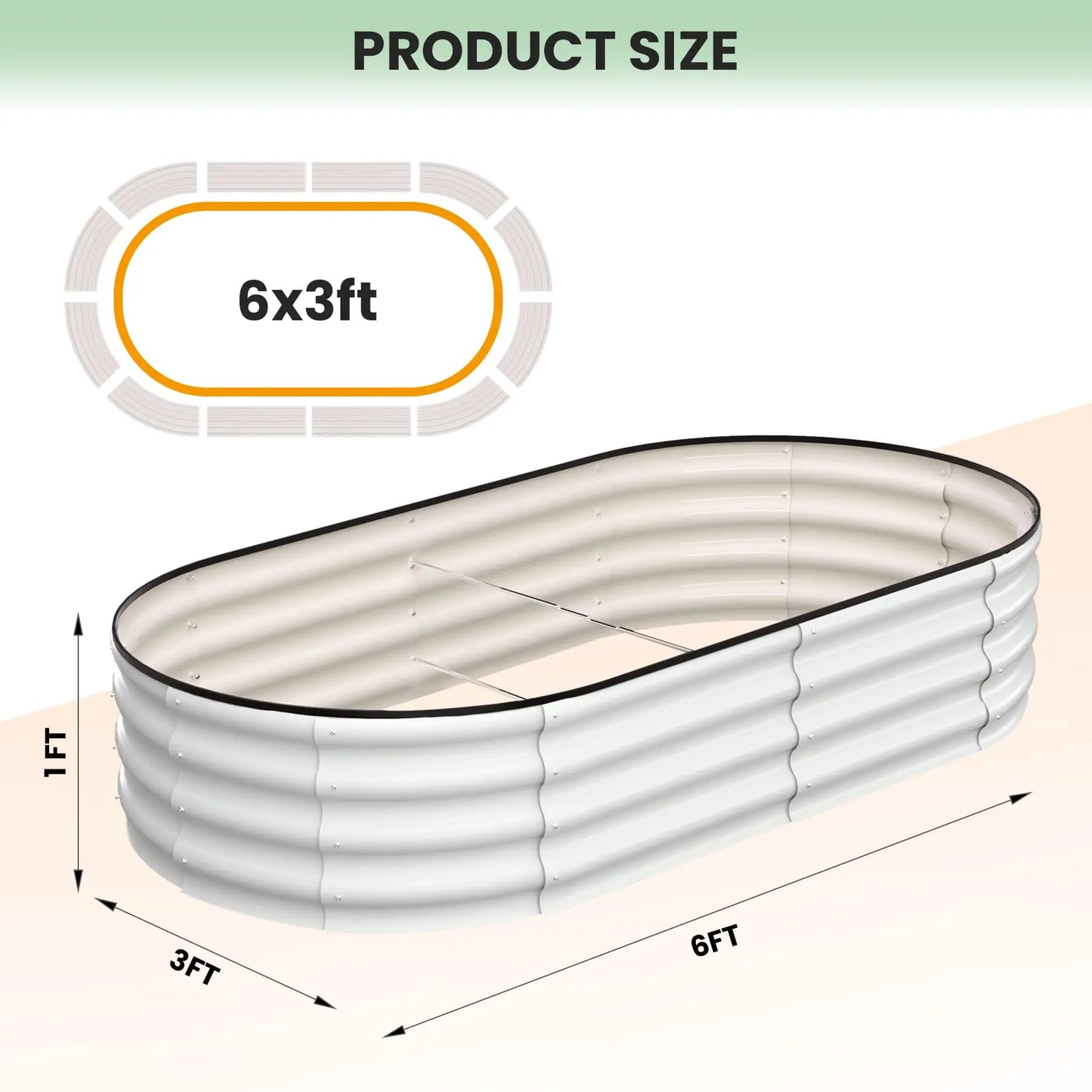 HiMISS Galvanized Steel Raised Garden Bed Set Oval Open Base