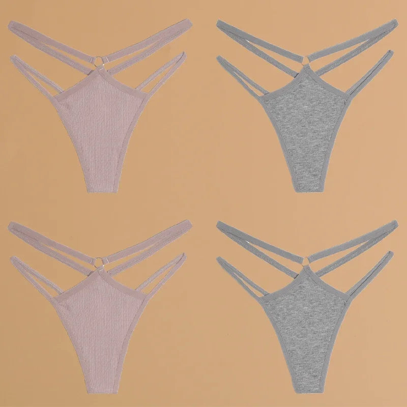 Finetoo Cotton Panties For Women Breathable Low Waist Underwear