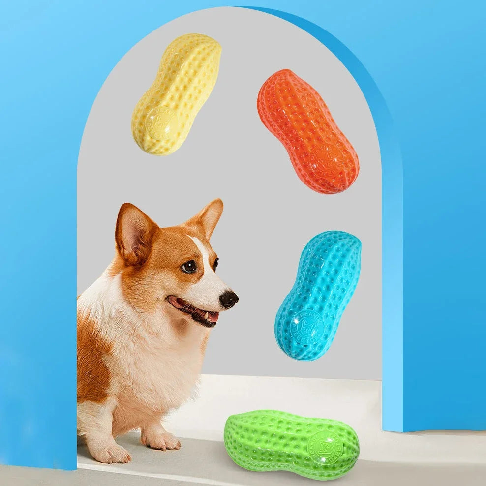 Dog Peanut Squeaking Chew Toy TPR Interactive Dental Cleaning
