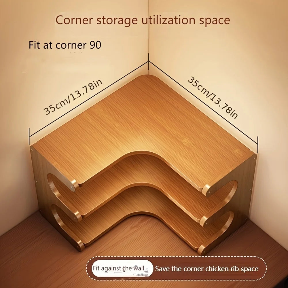 Multi Tier Bamboo Corner Desk Shelf Organizer For Plants