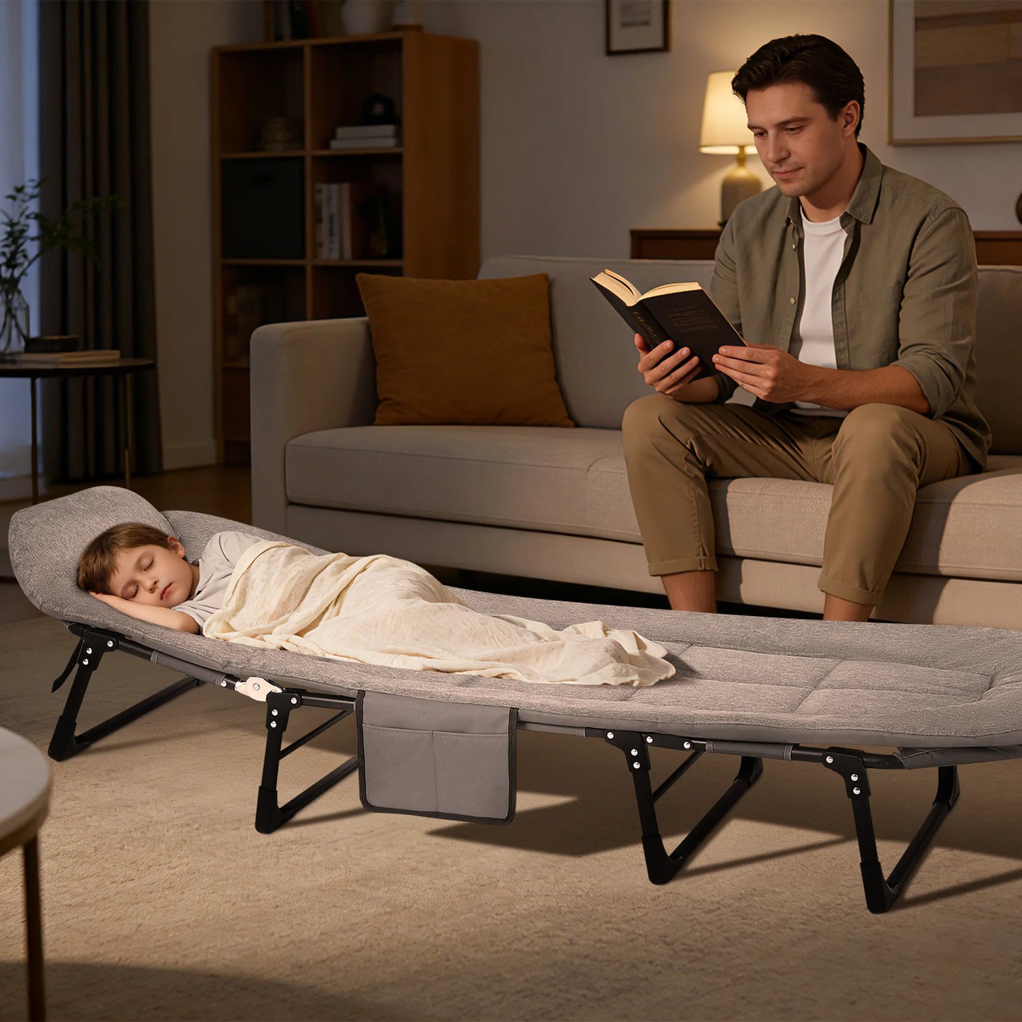 TWISTER.CK Portable Folding Bed With Cushion And Pillow 500 Lbs Outdoors