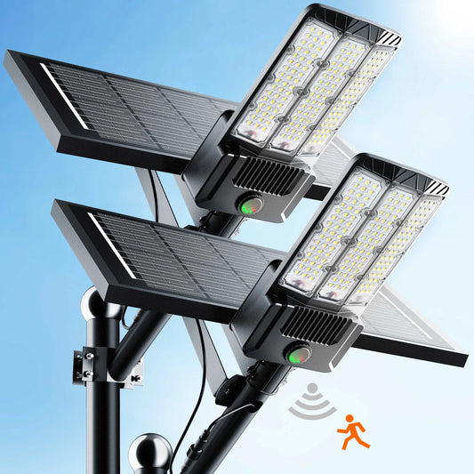2 Pack Solar Area Lights Outdoor IP66 Parking Lot Lighting