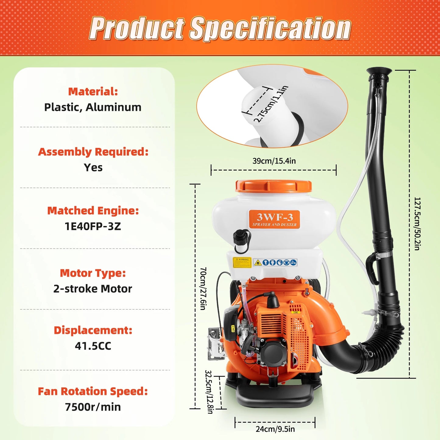 Bymaocar Backpack Sprayer Gas Powered 2 Stroke Engine