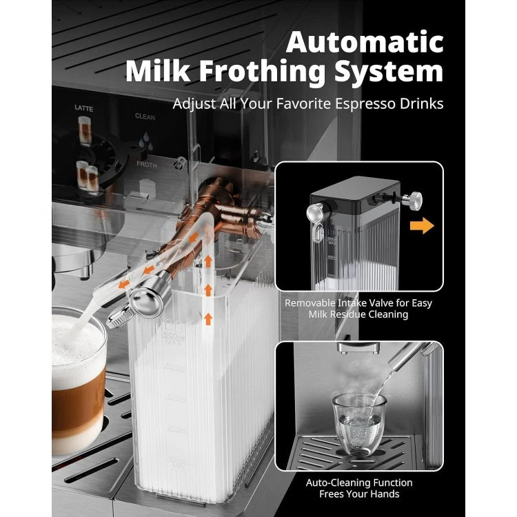 Espresso Cappuccino Machine 20 Bar Dual Boiler 3 In 1 Automatic Milk Frother
