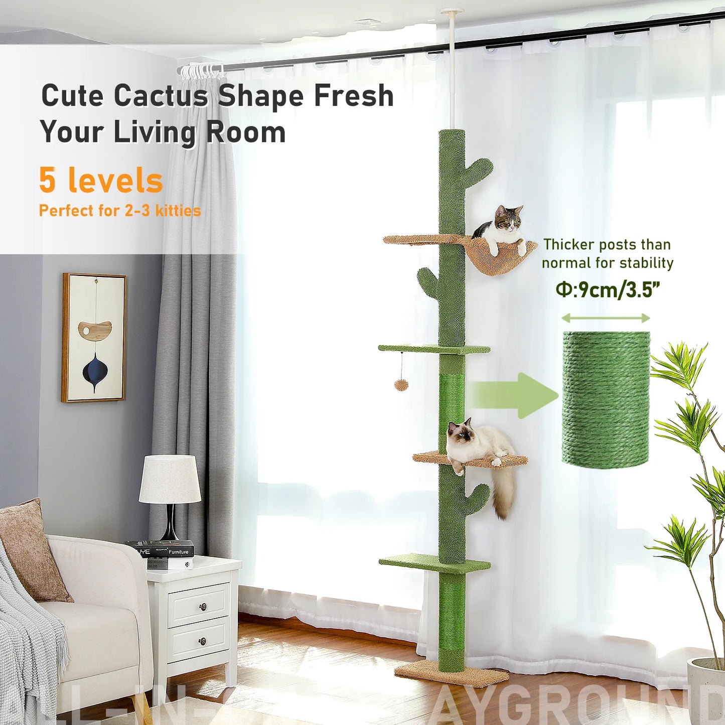 PAWZ Road CatTree 5 Tier Floor To Ceiling Tower Hammock