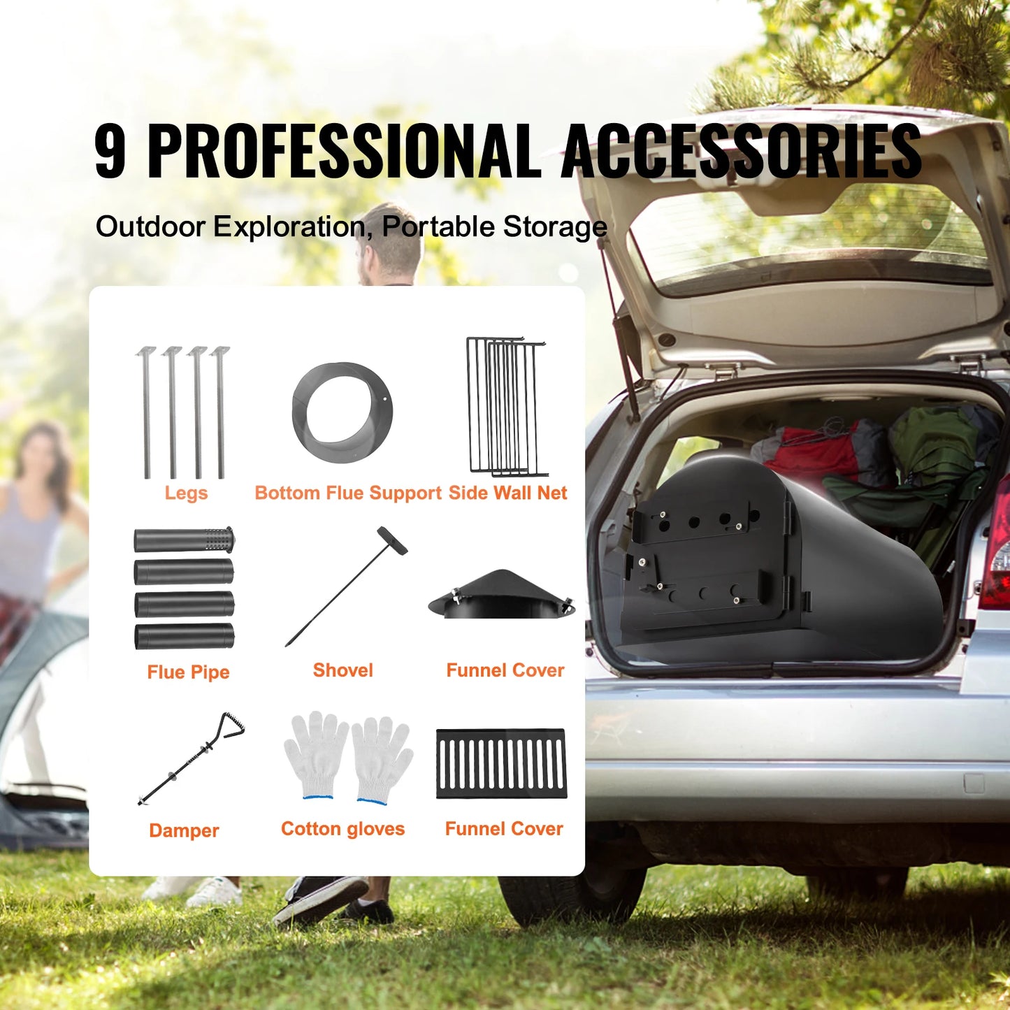 SucceBuy Wood Stove For Camping Portable Chimney Pipes And Gloves
