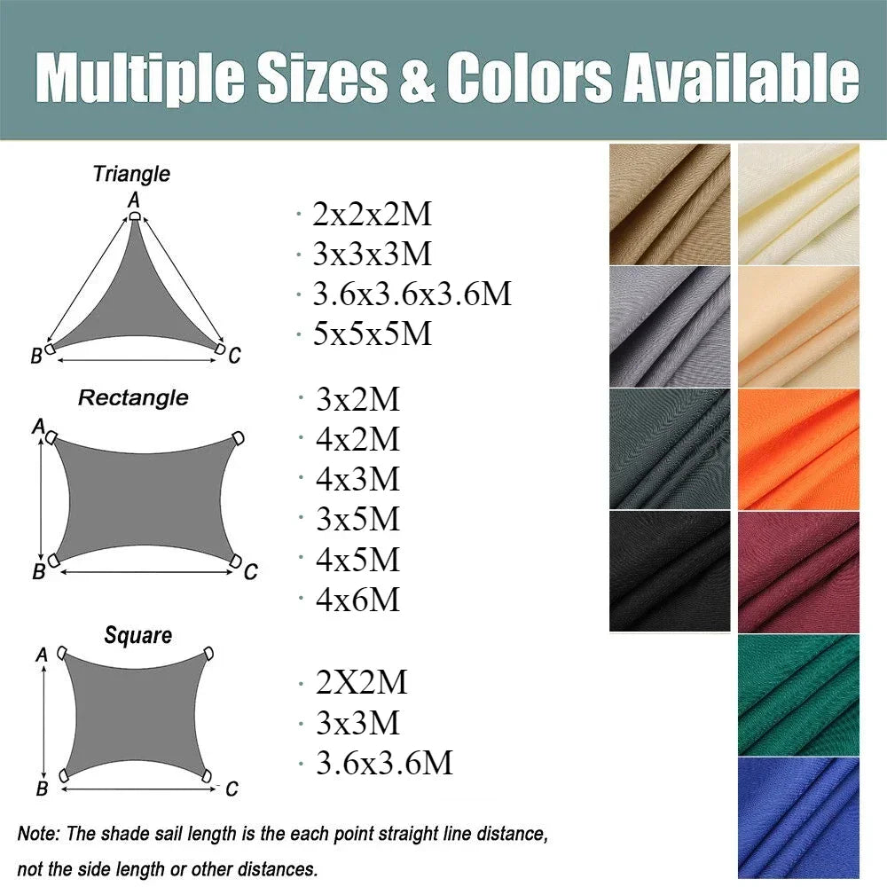 Waterproof Shade Sail Sun Shelter For Outdoor Patio Garden