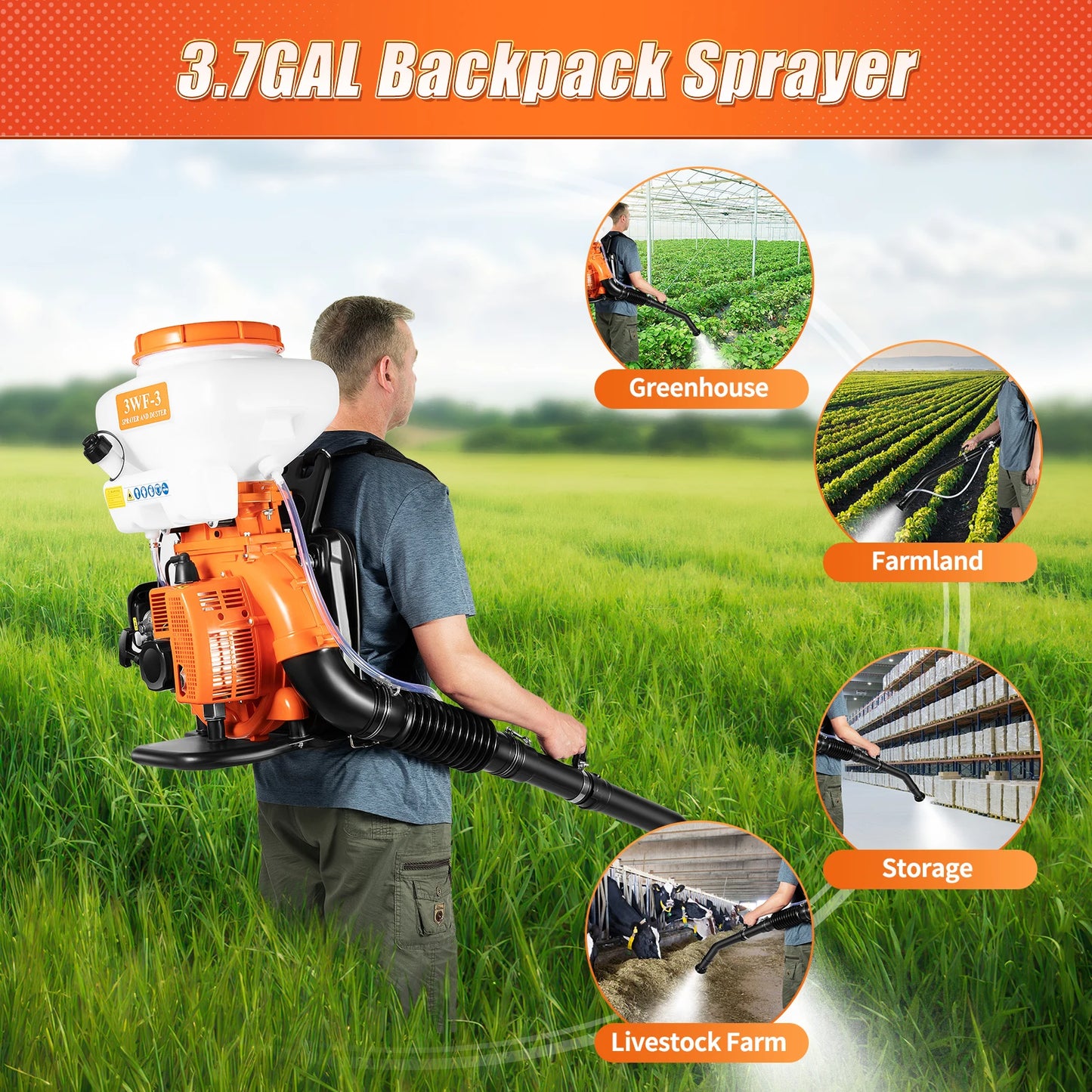 Bymaocar Backpack Sprayer Gas Powered 2 Stroke Engine