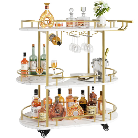 TWISTER.CK Gold Bar Carts With 4 Tier Storage Shelves On Wheels