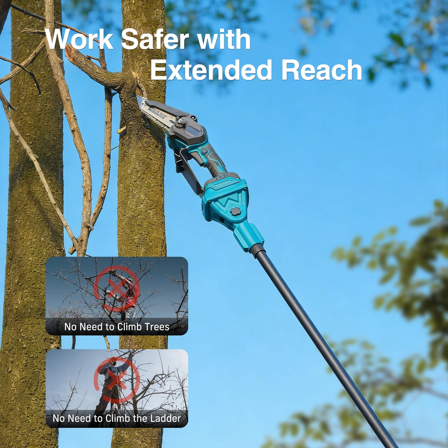 TaskStar 4 In 1 Cordless Garden Pole Saw Pruner Tool