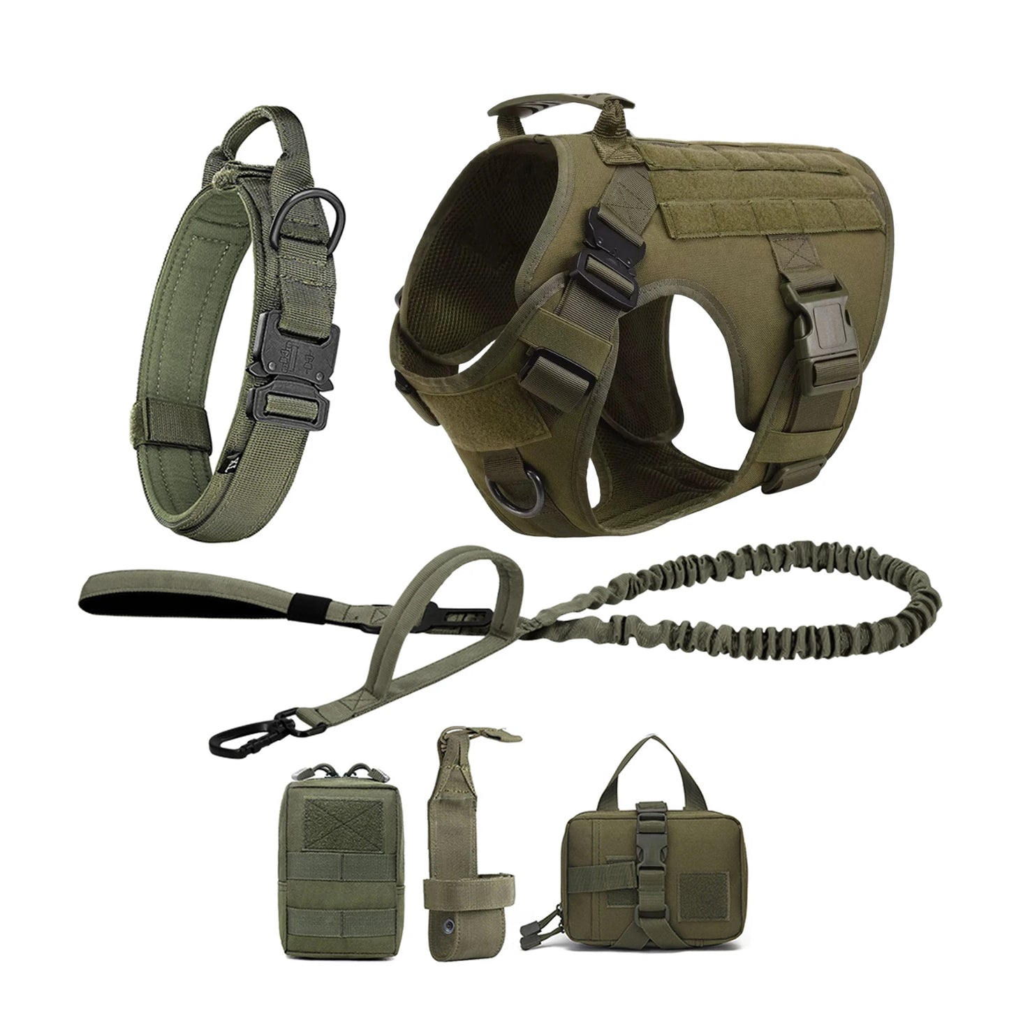 Tactical Dog Harness With Molle Pouches For Medium Large Dogs