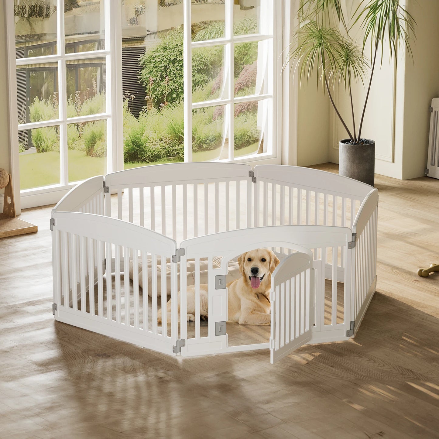 JHK Plastic Dog Playpen For Medium Dogs Durable Portable Fence