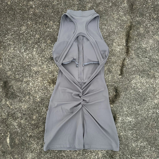 Women Yoga Jumpsuit Set Scrunch Back Zipper Gym Wear