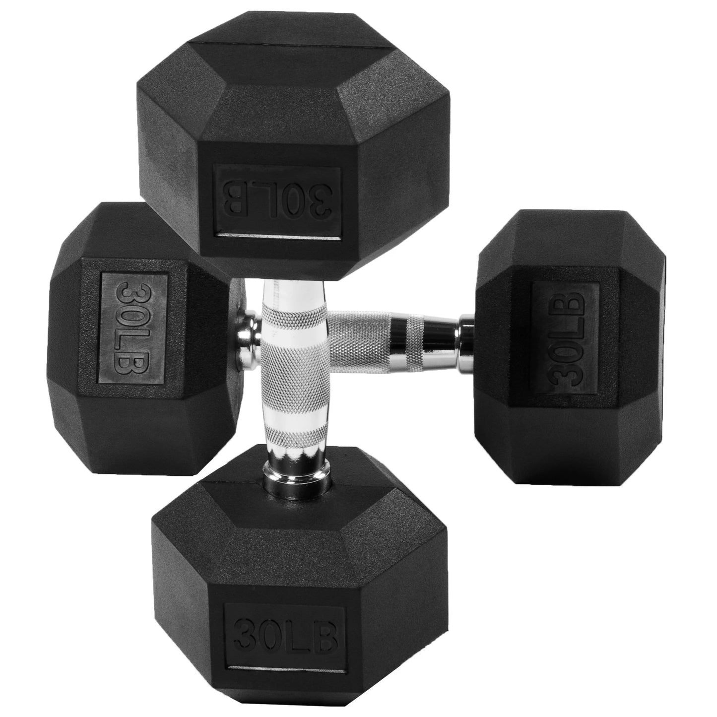 Rubber Coated Hex Dumbbells 15 Lb Set For Exercise Fitness