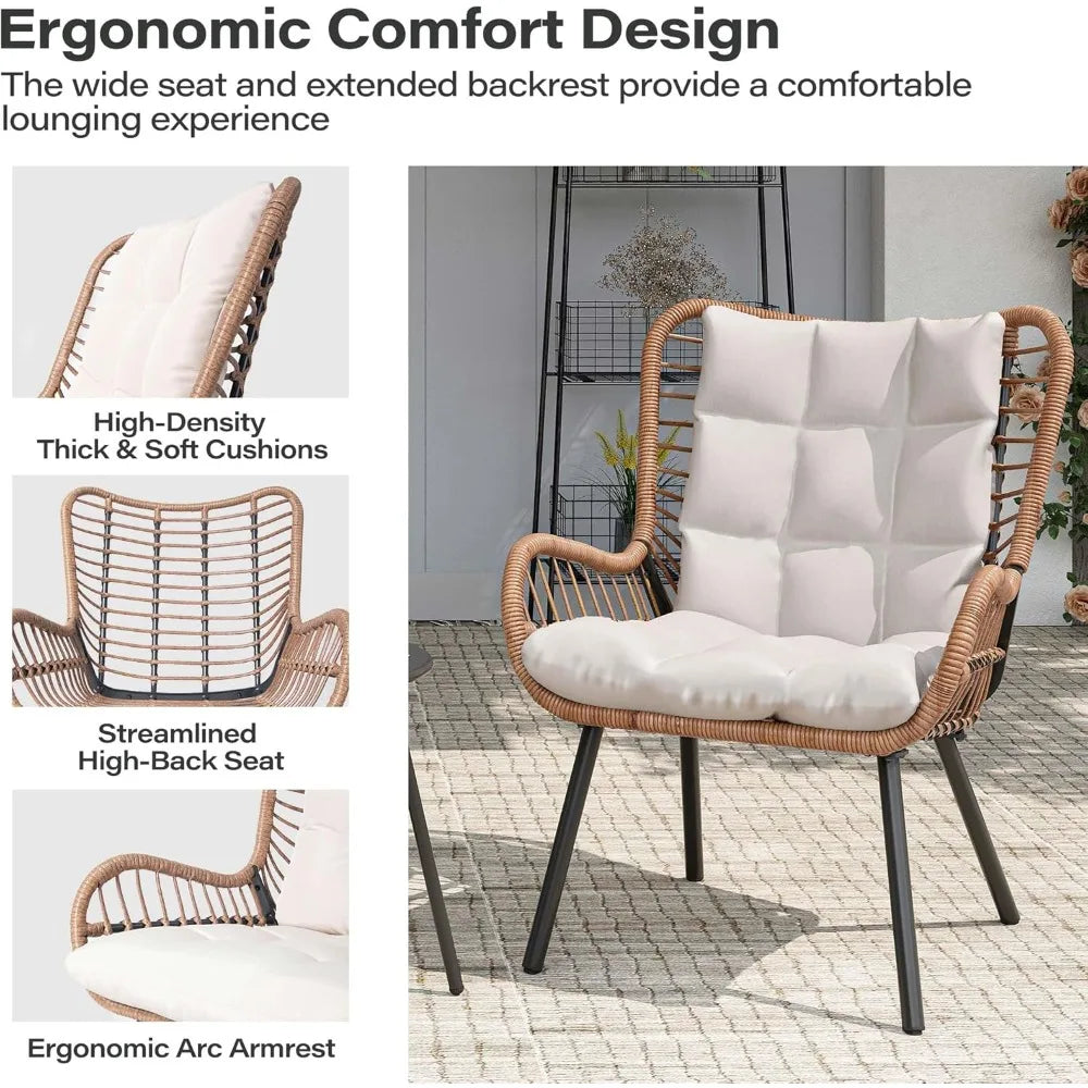 Outdoor Bistro Set With Coffee Table And Cushions For Patio