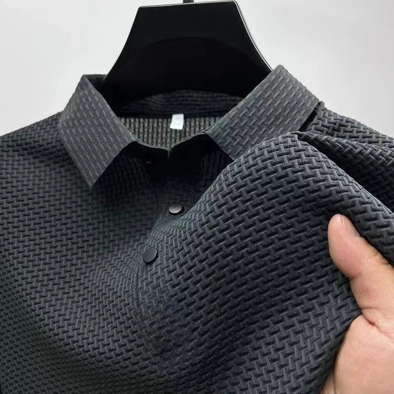 Men's Business Casual Short Sleeve Polo Shirt Breathable Summer Top