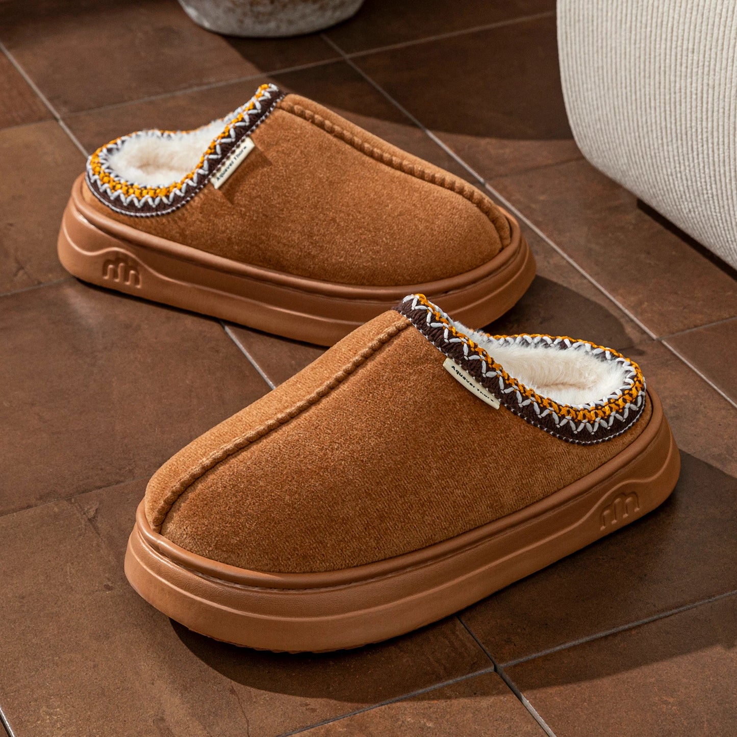 Winter Women Slippers Fur Lined Indoor Outdoor Plush House Shoes