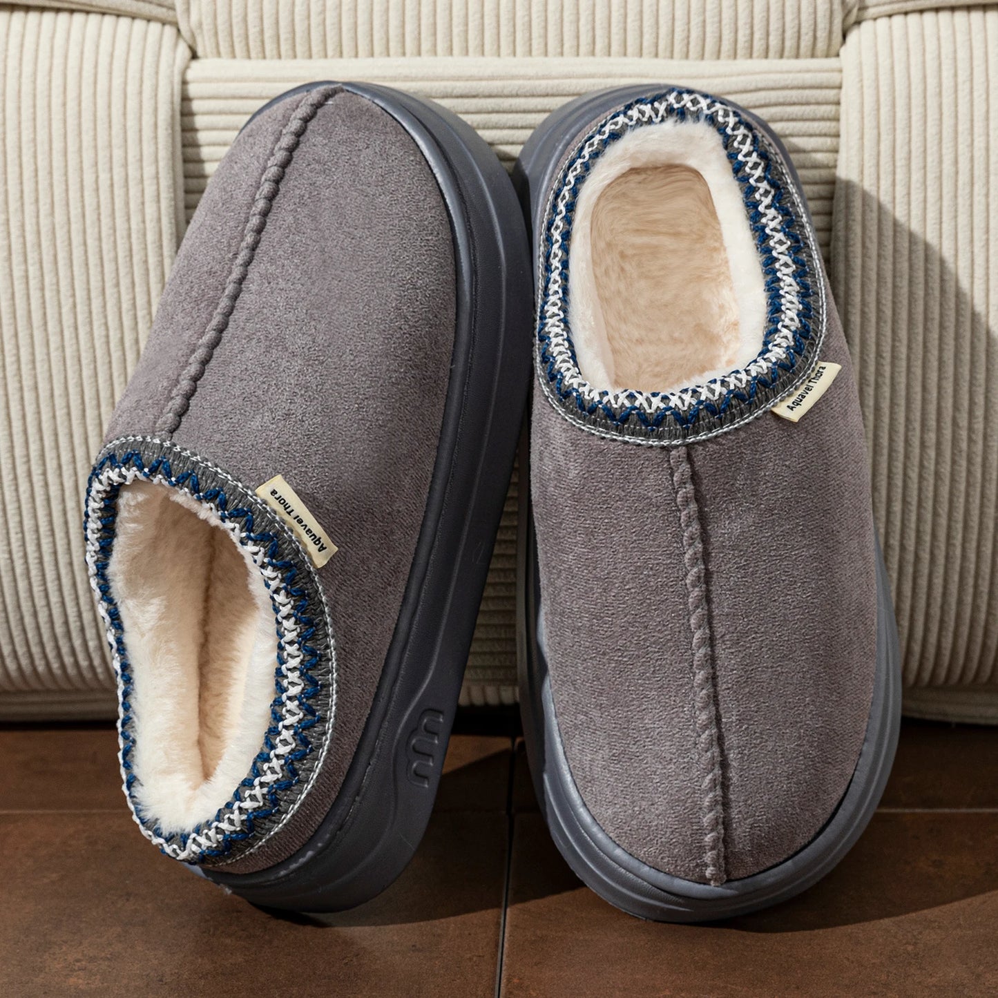 Winter Women Slippers Fur Lined Indoor Outdoor Plush House Shoes