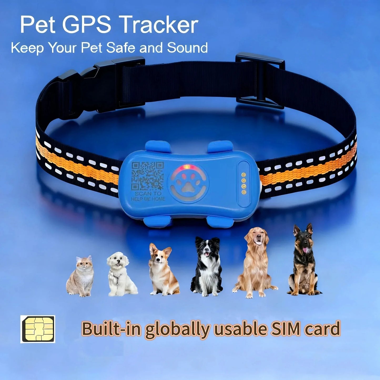 WANWAYTECH GPS Pet Tracker for Dogs and Cats Real Time Tracking QR Code