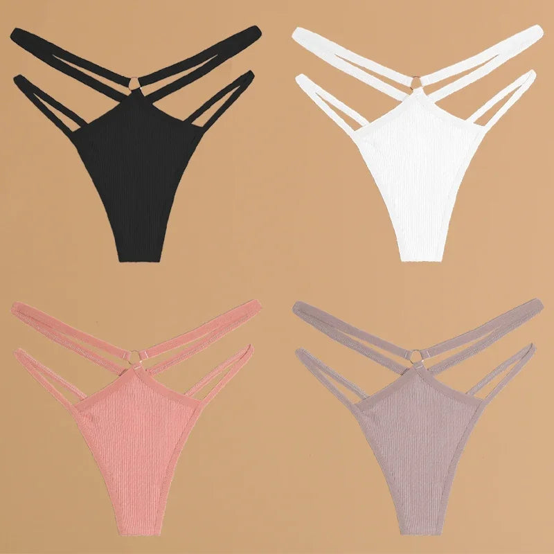Finetoo Cotton Panties For Women Breathable Low Waist Underwear