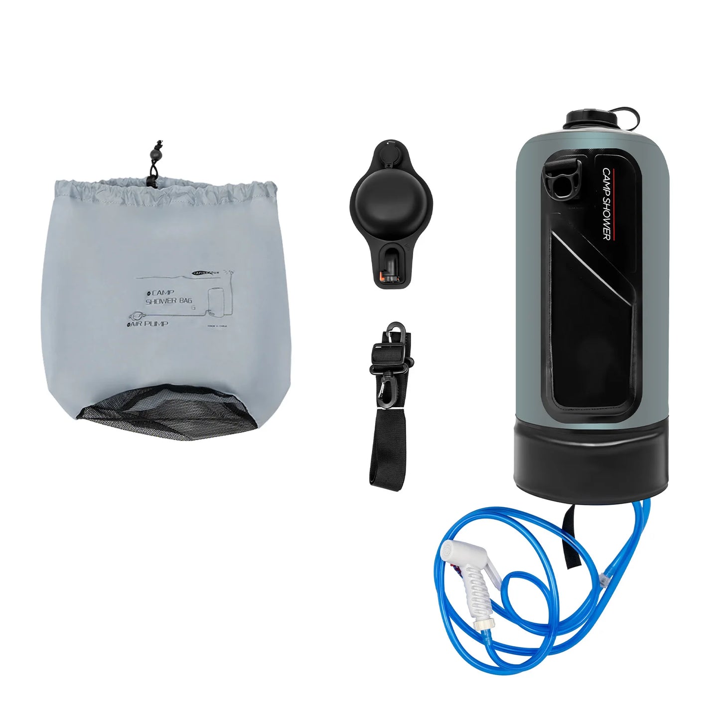 Camping Solar Shower With Pump Portable Shower Bag And Hose