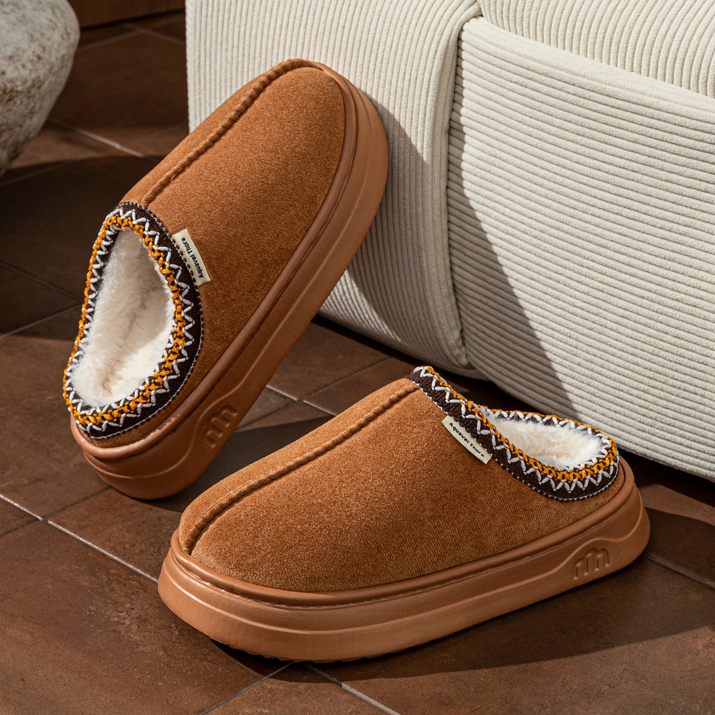 Winter Women Slippers Fur Lined Indoor Outdoor Plush House Shoes