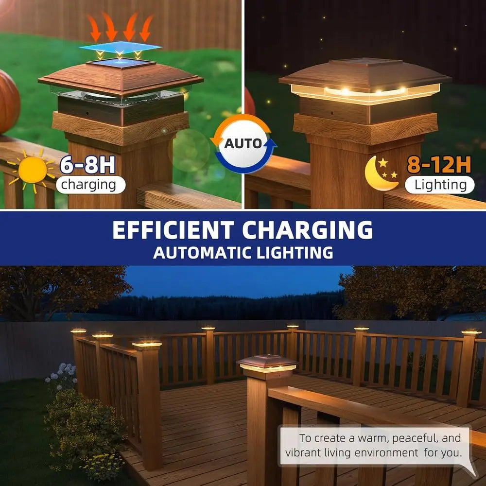 APONUO 12 Pack Solar Fence Post Lights Outdoor Waterproof Garden