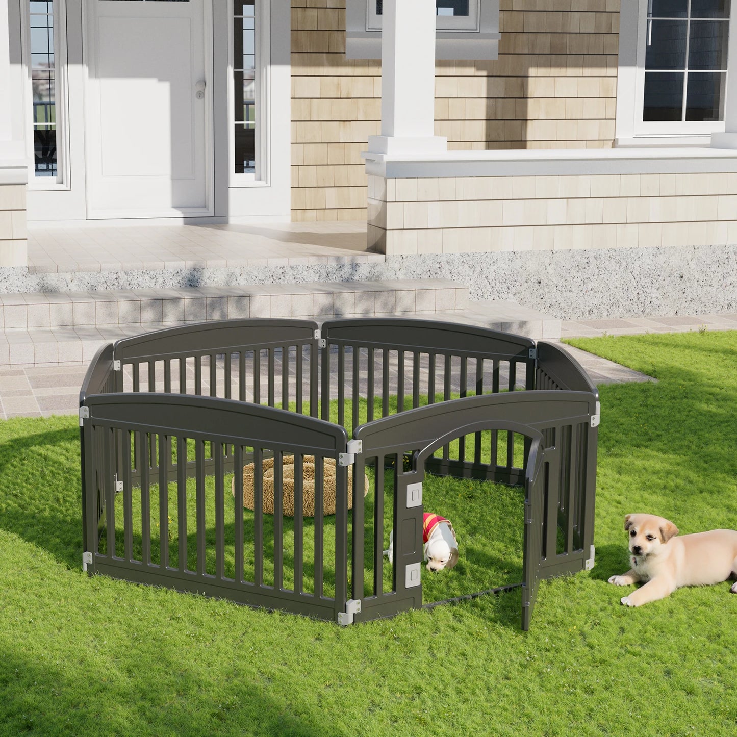 JHK Plastic Dog Playpen For Medium Dogs Durable Portable Fence
