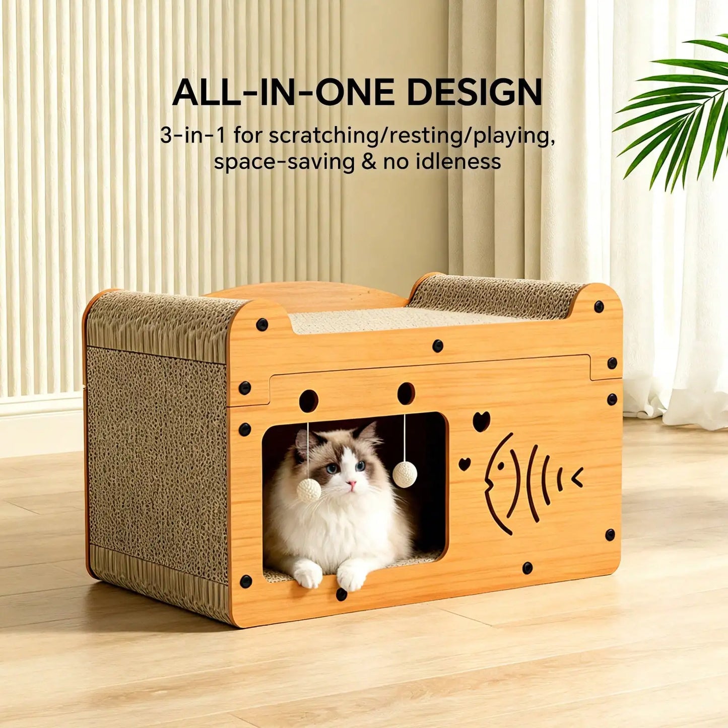 Cat Scratching Board And Resting Bed Durable Cardboard Scratcher
