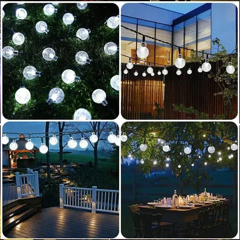 Solar Outdoor String Lights Crystal Fairy Garland 8 Modes Waterproof