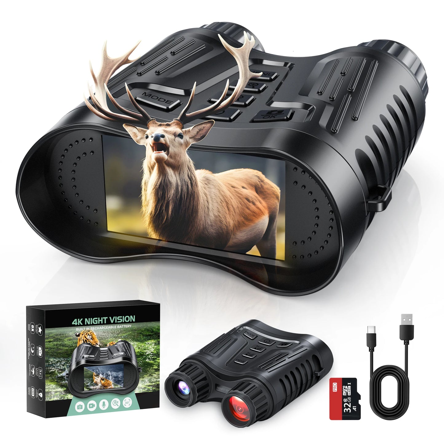DIYIMIN Night Vision Binoculars 8x Digital Zoom 1080P IR Video Recording