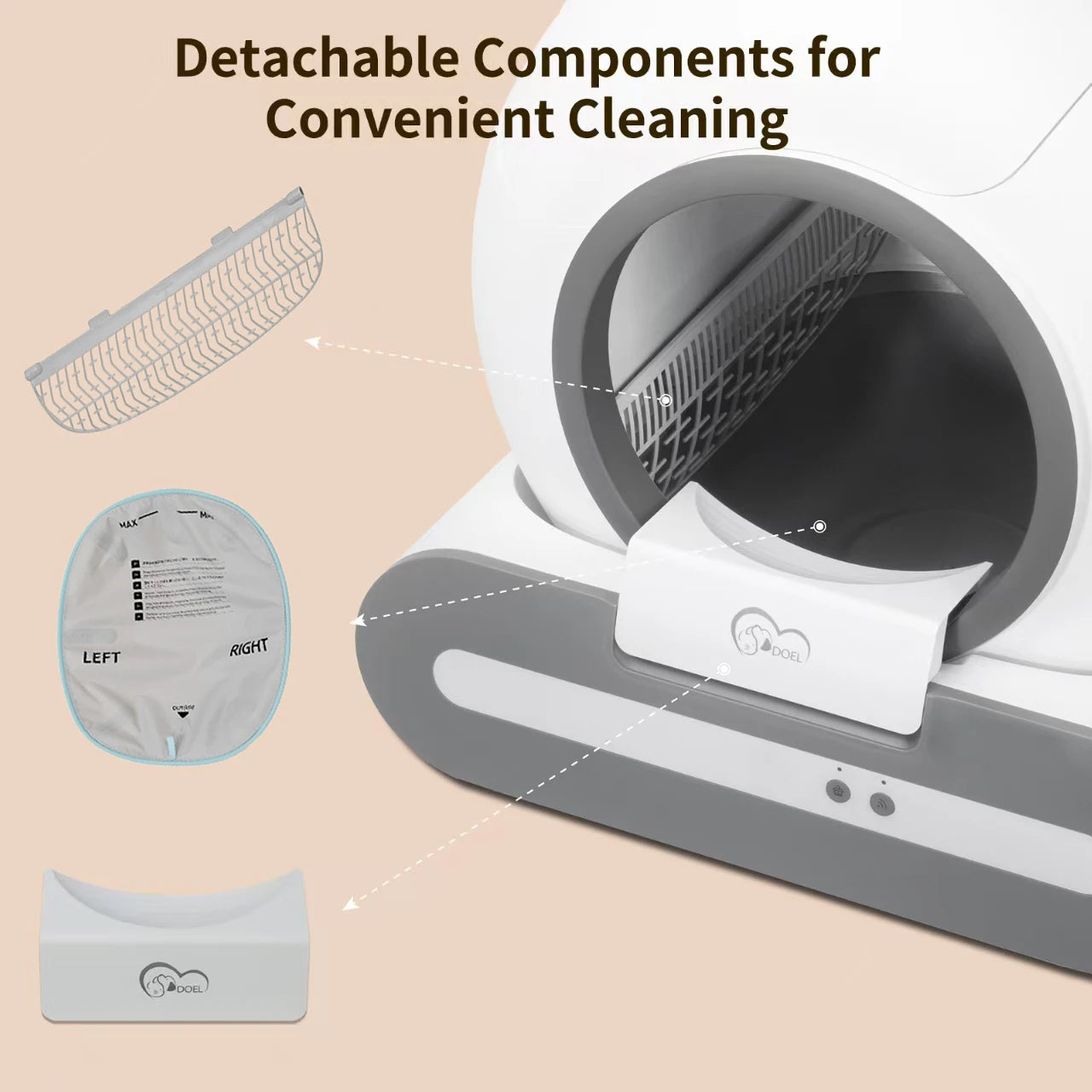 DOEL 65L Self-Cleaning Cat Litter Box With 2.4G WiFi App