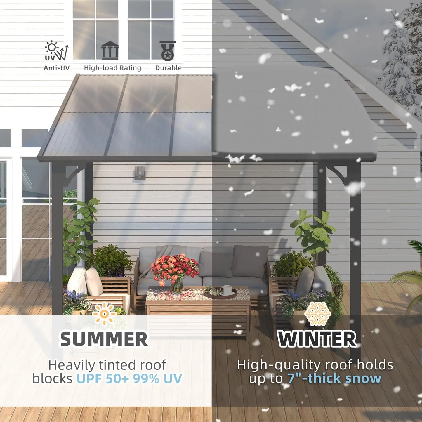 Wall Mounted Gazebo Pergola For Outdoor Patio Deck And Porch