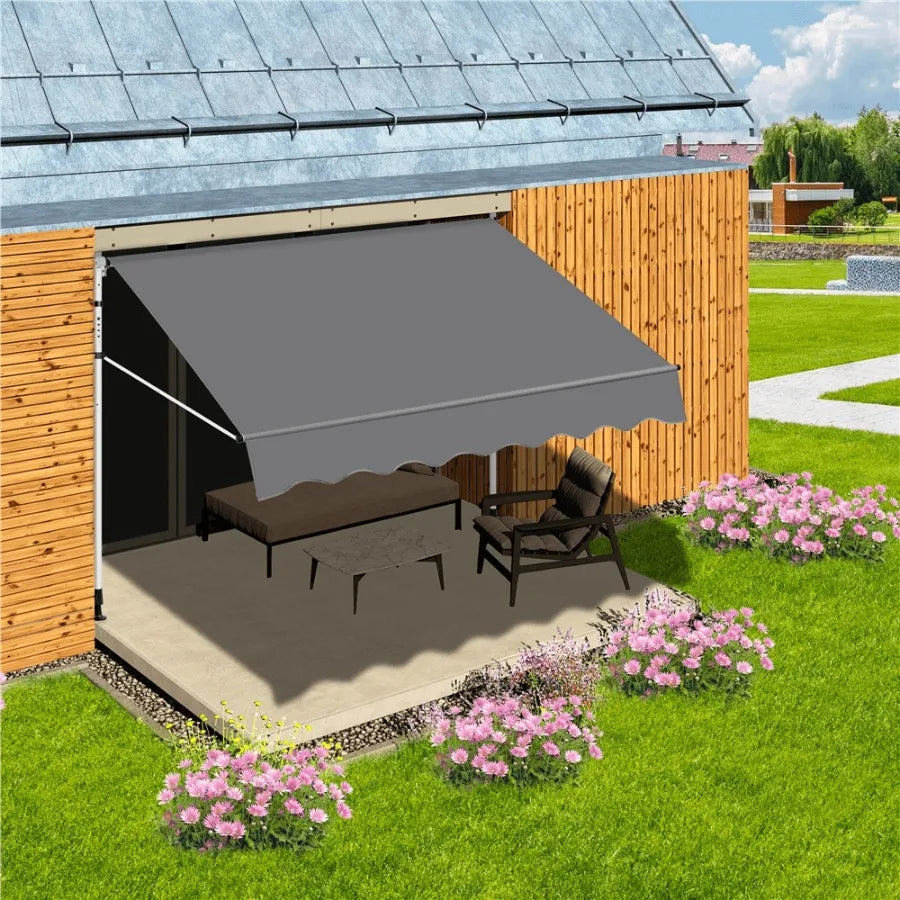 Manual Retractable Awning With Adjustable Angle And Height