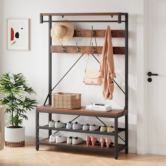 TWISTER.CK Coat Rack And Shoe Bench With Storage And Hooks