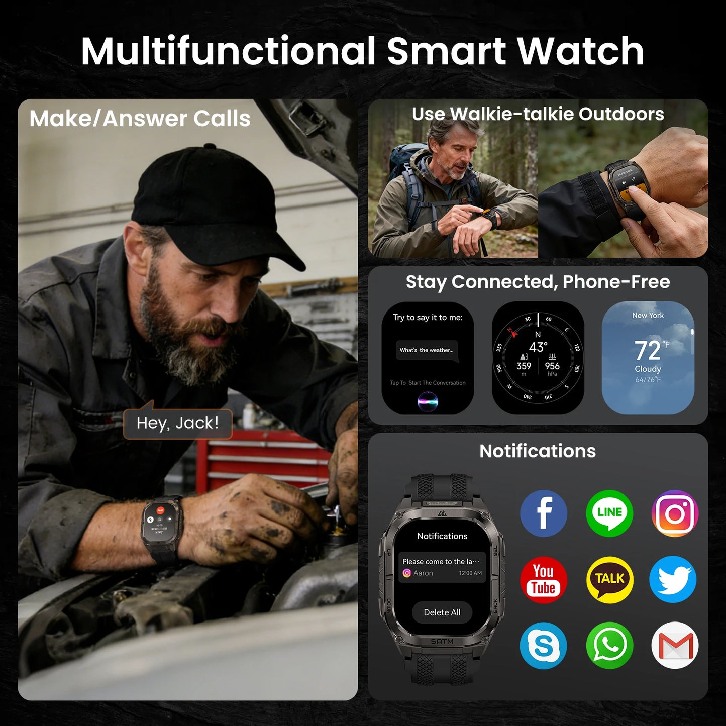 KOSPET Tank M4C GPS Smartwatch for Men with Health Tracking