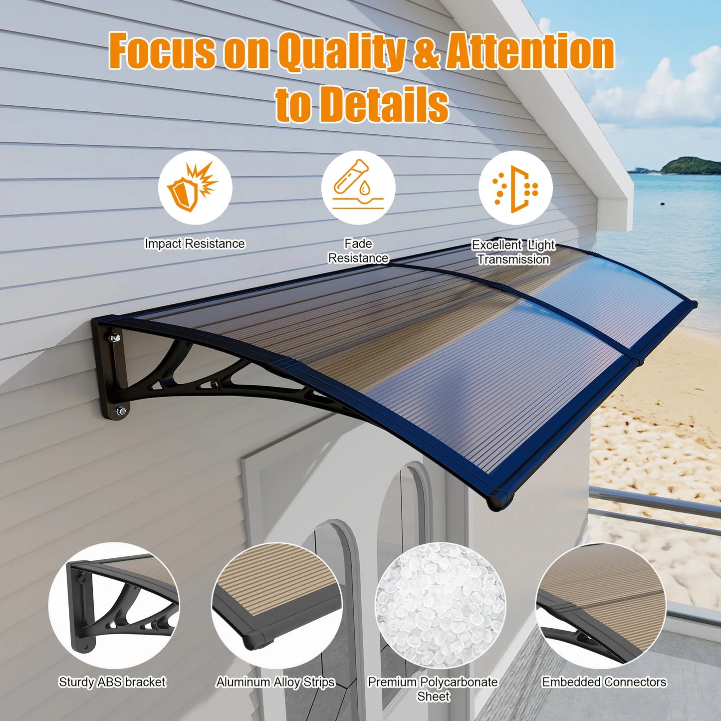 GUANSU-CN PC Door And Window Awnings Canopy Rain Sun Protection