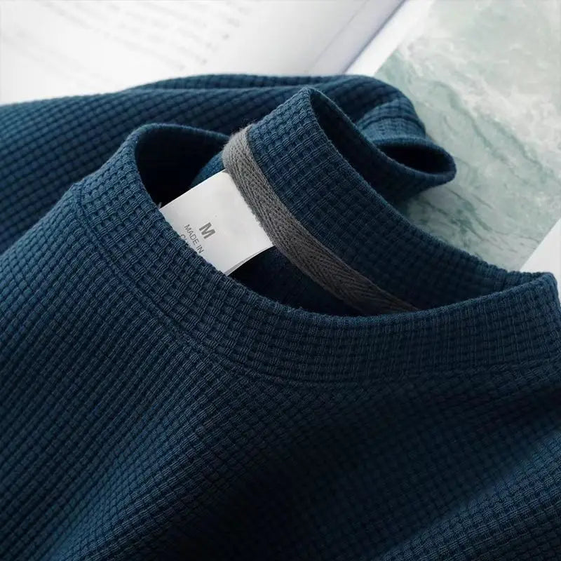 Mens Summer Waffle Round Neck Short Sleeve Breathable T Shirt
