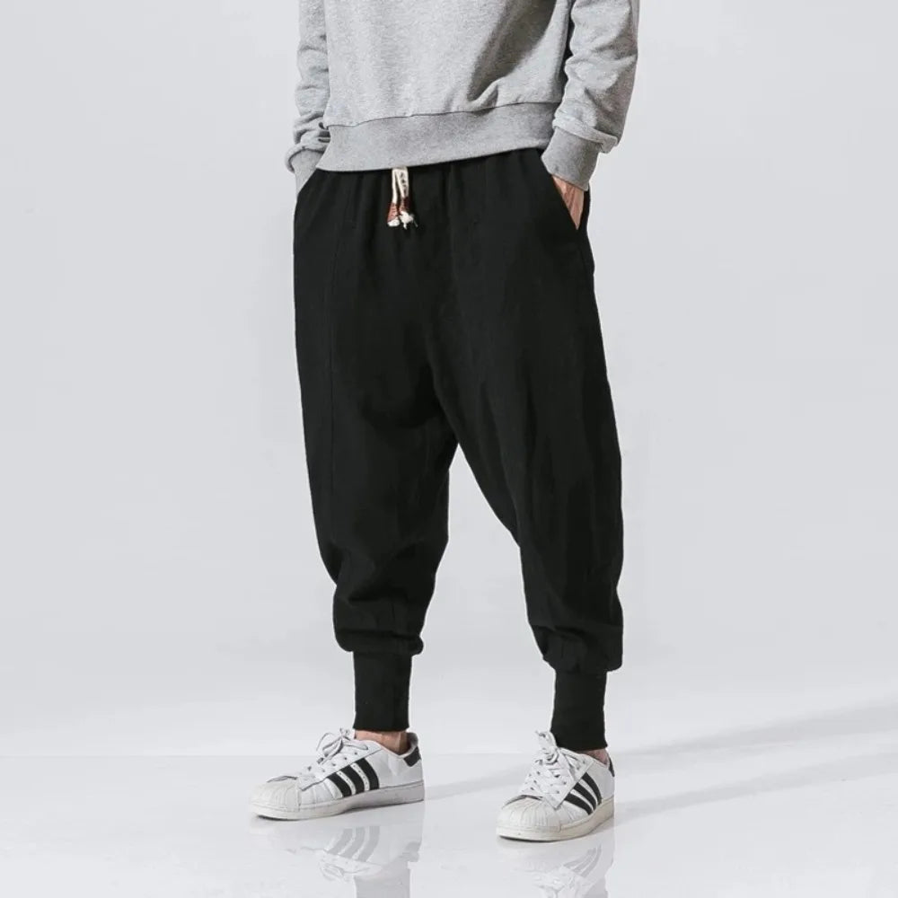 FURCW Cotton Linen Harem Pants For Men Streetwear Baggy DropCrotch