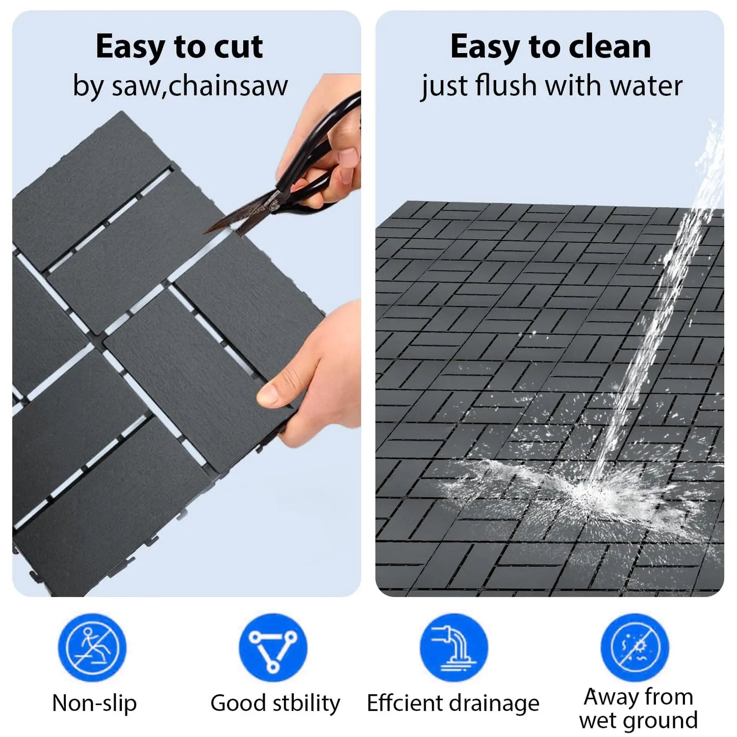 44-Piece Interlocking Plastic Floor Tiles For Garden And Patio