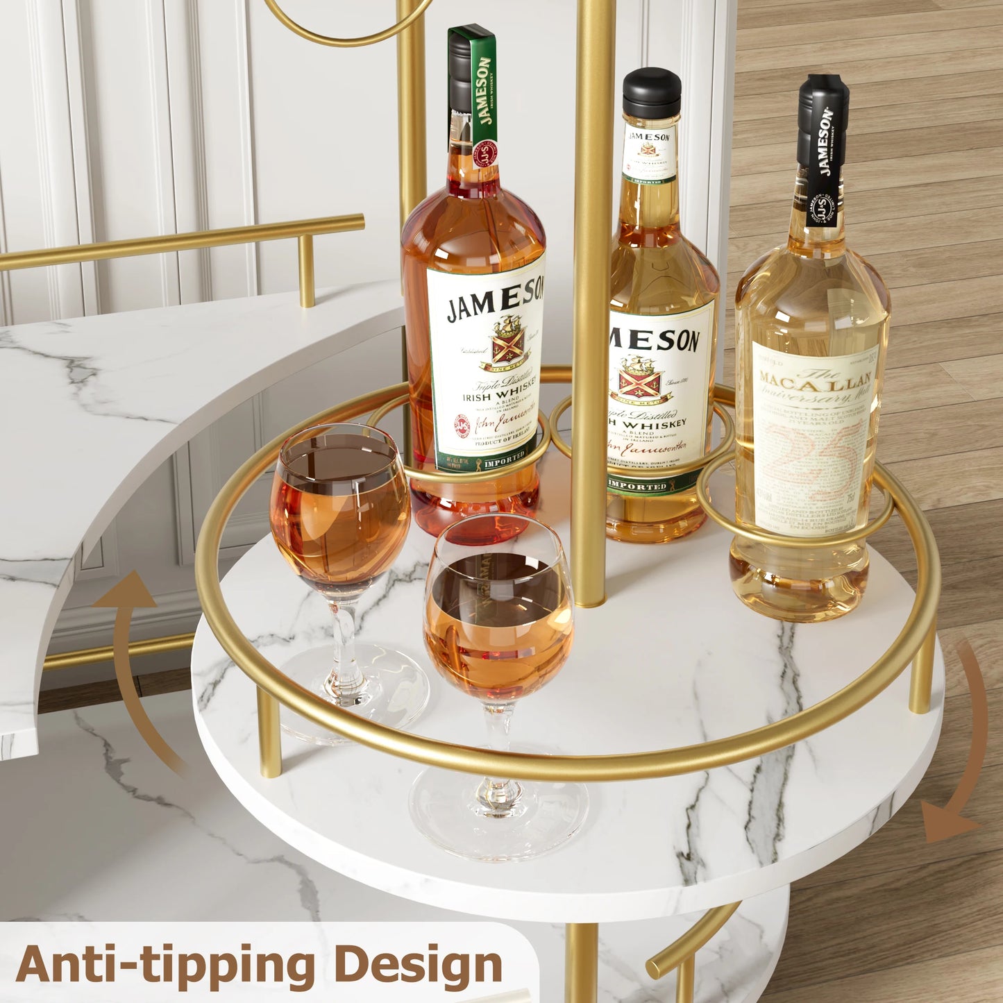TWISTER.CK Gold Bar Carts With 4 Tier Storage Shelves On Wheels