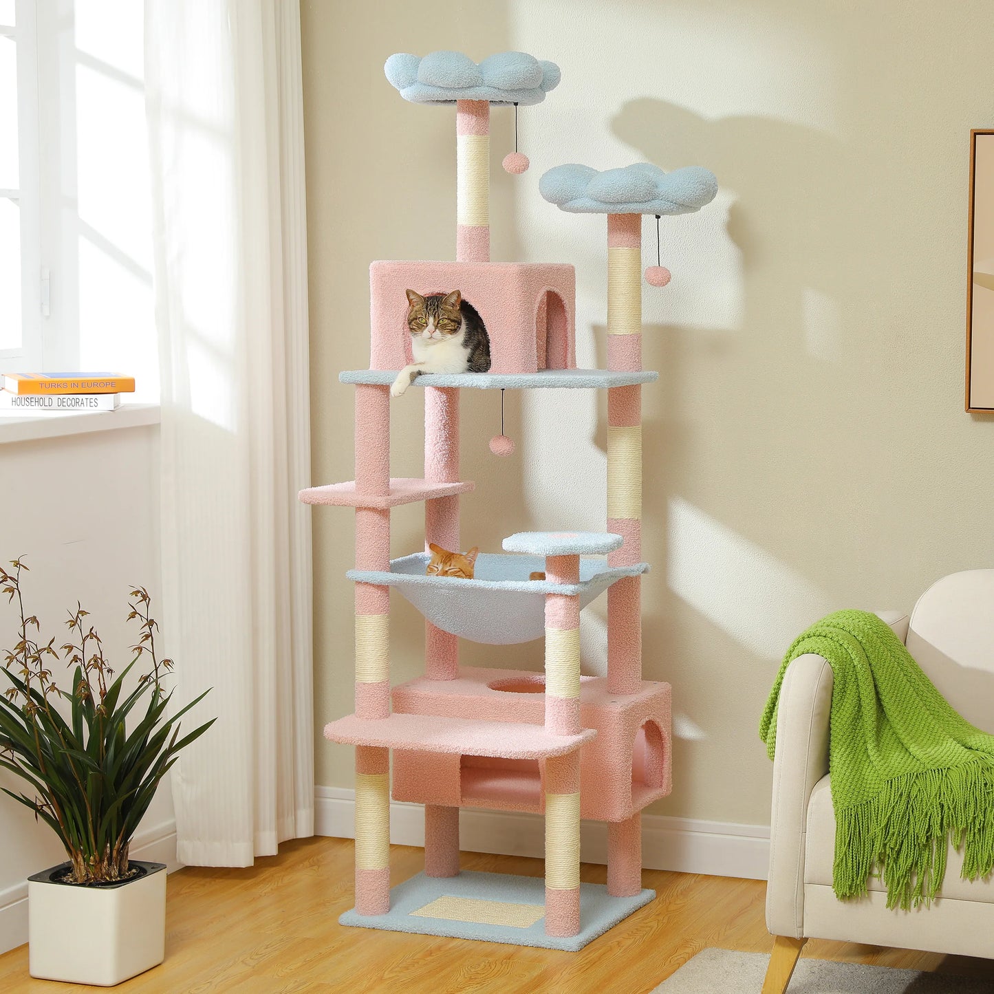 PETEPELA Cat Tree Tower With Sisal Posts And Spacious Perches