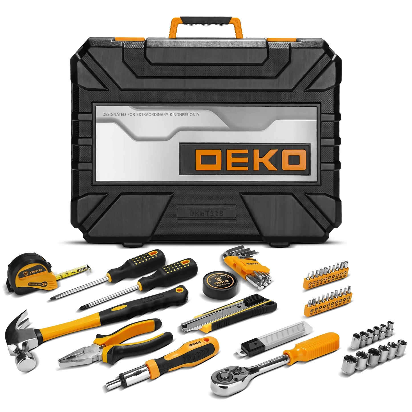 DEKOPRO 228-Piece Socket Wrench Tool Set With Plastic Toolbox