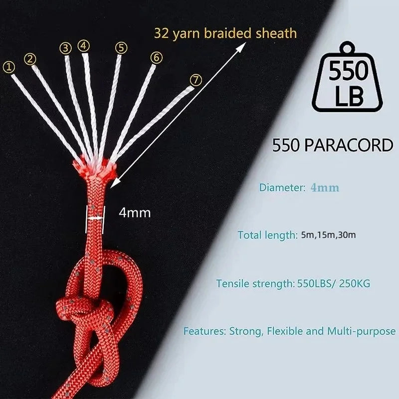 Noble Eagle Reflective Paracord 550 Military 7 Strand Rope