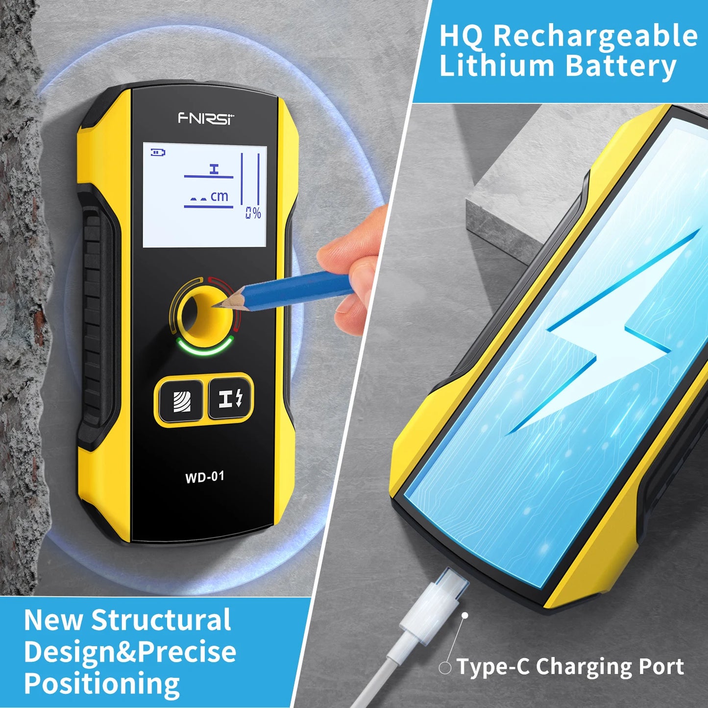FNIRSI WD01 WD02 Metal Detector Wall Scanner For AC Live Cables Wood Stud Finder